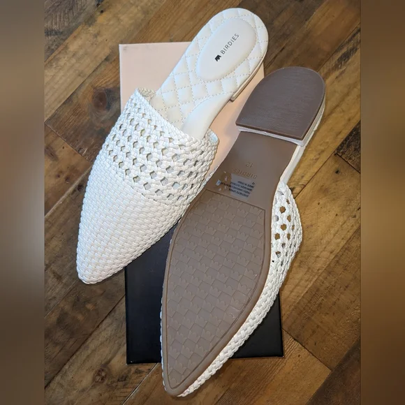 Birdies The Dove White Ecru Slide Flat Sz. 6 - Picture 2 of 6